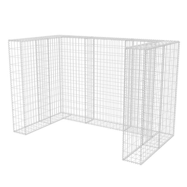 Grote foto vidaxl schanskorf dubbele vuilnisbak ombouw 180x100x120 cm staal tuin en terras overige tuin en terras