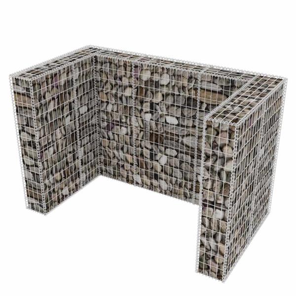 Grote foto vidaxl schanskorf dubbele vuilnisbak ombouw 180x100x120 cm staal tuin en terras overige tuin en terras