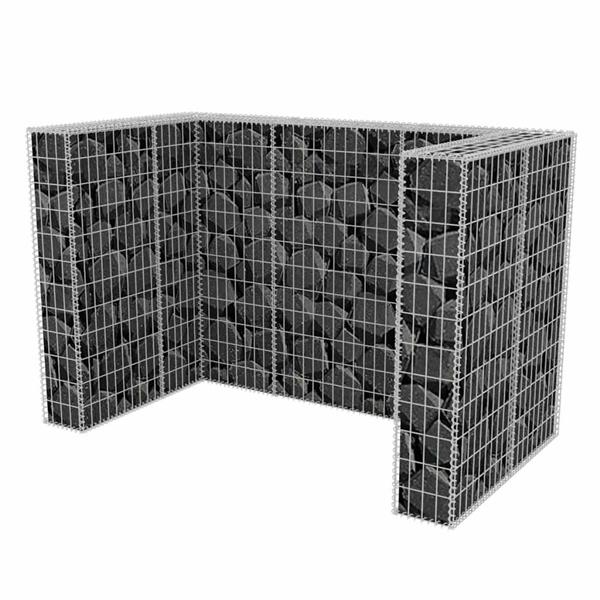 Grote foto vidaxl schanskorf dubbele vuilnisbak ombouw 180x100x120 cm staal tuin en terras overige tuin en terras