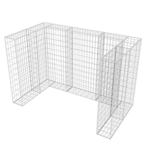 Grote foto vidaxl schanskorf dubbele vuilnisbak ombouw 180x100x120 cm staal tuin en terras overige tuin en terras