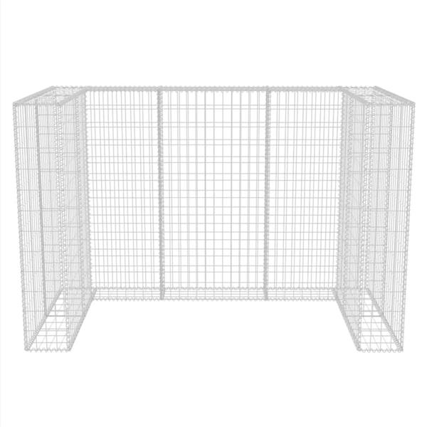 Grote foto vidaxl schanskorf dubbele vuilnisbak ombouw 180x100x120 cm staal tuin en terras overige tuin en terras
