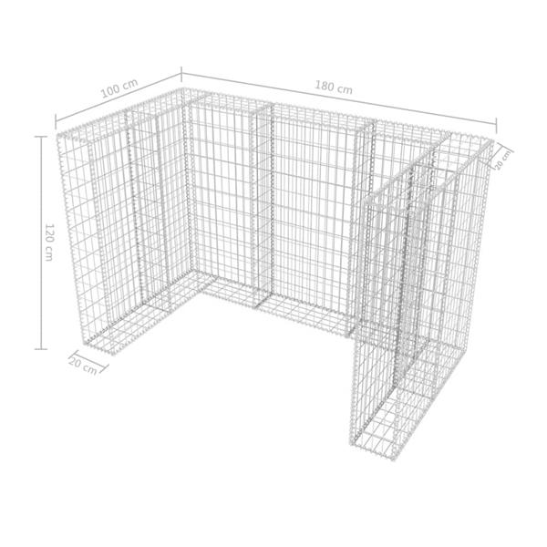 Grote foto vidaxl schanskorf dubbele vuilnisbak ombouw 180x100x120 cm staal tuin en terras overige tuin en terras