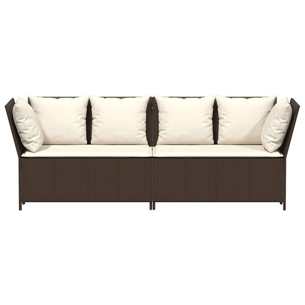 Grote foto vidaxl tuinbank met kussens poly rattan bruin tuin en terras tuinmeubelen