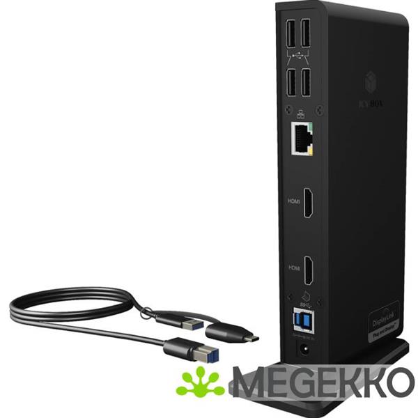Grote foto icy box ib dk2251ac notebook dock poortreplicator bedraad zwart computers en software overige computers en software