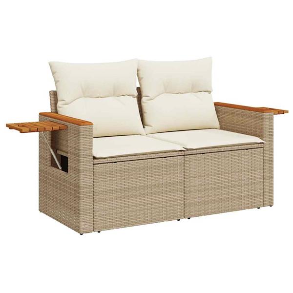 Grote foto vidaxl 6 delige loungeset met kussens poly rattan beige tuin en terras tuinmeubelen