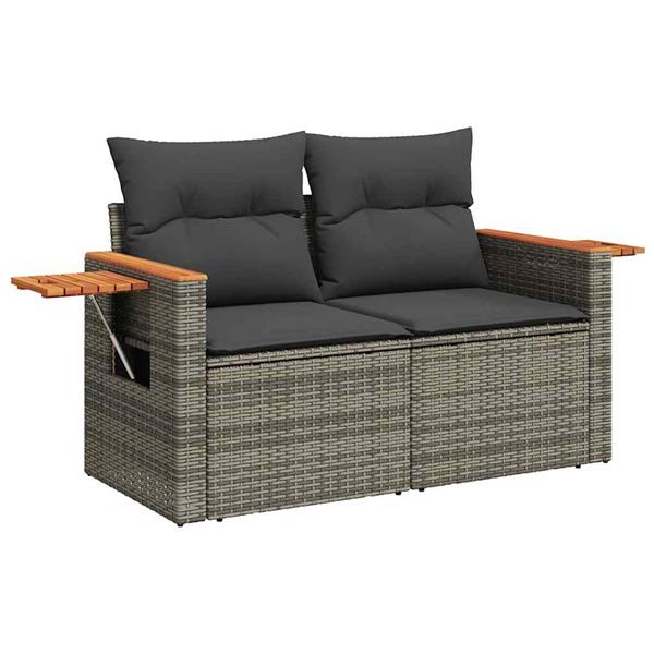 Grote foto vidaxl 7 delige loungeset met kussens poly rattan grijs tuin en terras tuinmeubelen