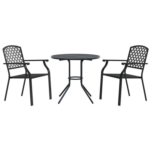 Grote foto vidaxl 3 delige tuinset stapelbaar gepoedercoat staal antracietkleur tuin en terras tuinmeubelen