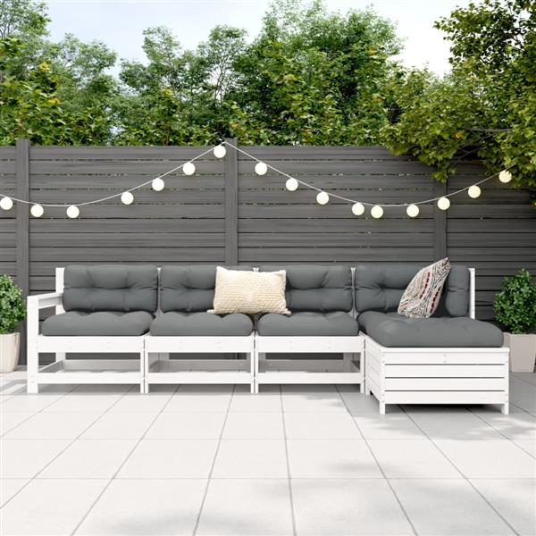 Grote foto vidaxl 5 delige loungeset massief grenenhout wit tuin en terras tuinmeubelen
