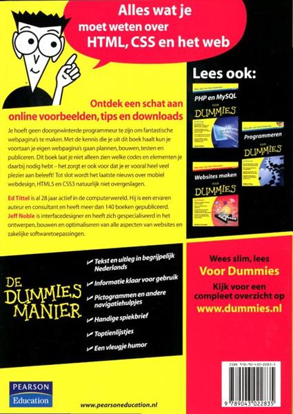 Grote foto html en css voor dummies voor dummies boeken informatica computer
