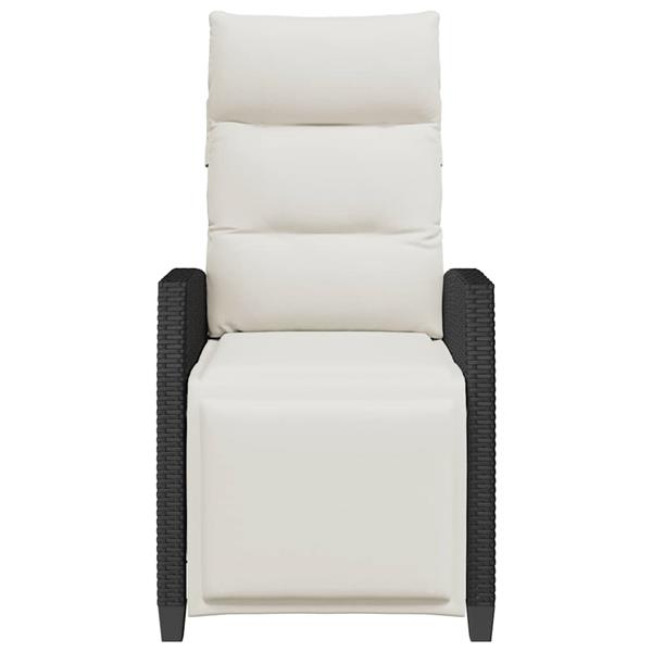 Grote foto vidaxl verstelbare tuinstoel met bijzettafel poly rattan zwart tuin en terras tuinmeubelen