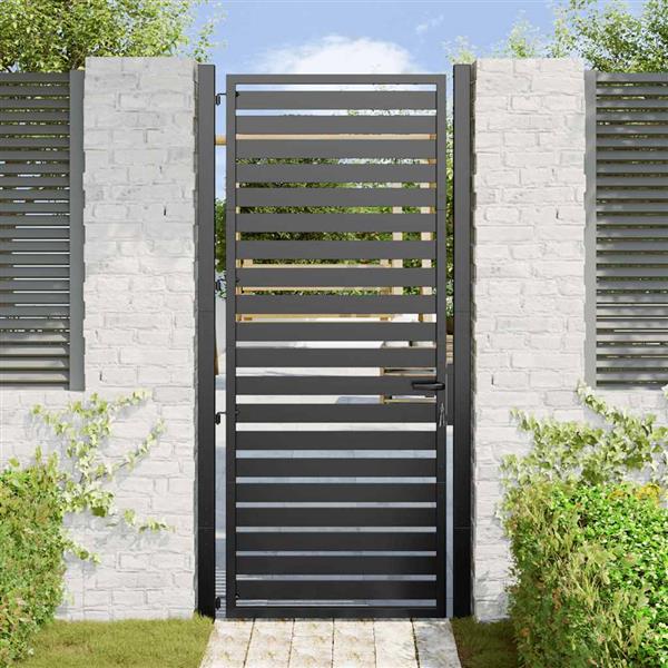 Grote foto vidaxl tuinhek afsluitbaar 100x200 cm aluminium zwart tuin en terras hekken en schuttingen