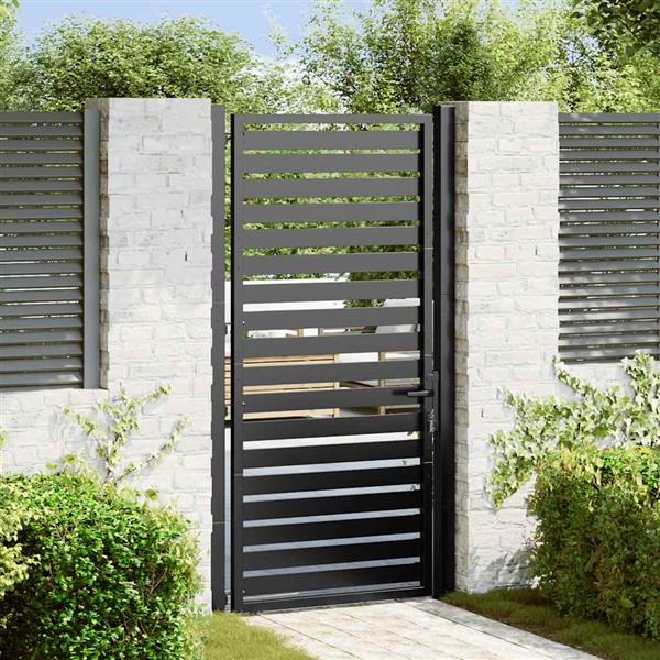 Grote foto vidaxl tuinhek afsluitbaar 100x180 cm aluminium zwart tuin en terras hekken en schuttingen