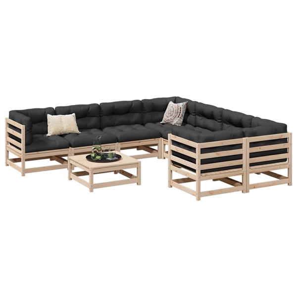 Grote foto vidaxl 9 delige loungeset massief grenenhout tuin en terras tuinmeubelen