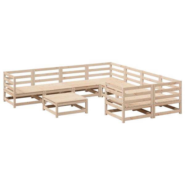 Grote foto vidaxl 9 delige loungeset massief grenenhout tuin en terras tuinmeubelen