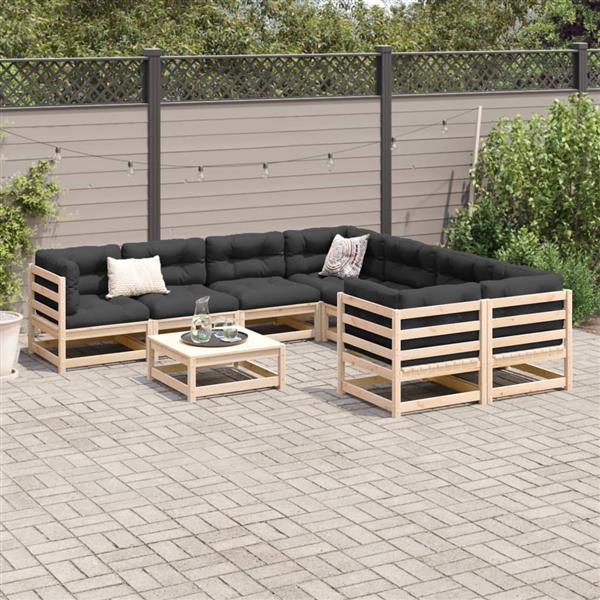 Grote foto vidaxl 9 delige loungeset massief grenenhout tuin en terras tuinmeubelen