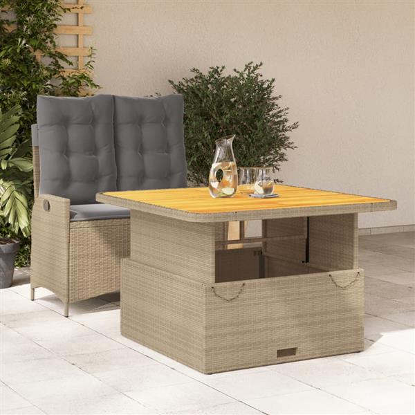 Grote foto vidaxl 2 delige tuinset met kussens poly rattan beige tuin en terras tuinmeubelen