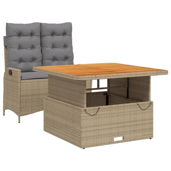 Grote foto vidaxl 2 delige tuinset met kussens poly rattan beige tuin en terras tuinmeubelen