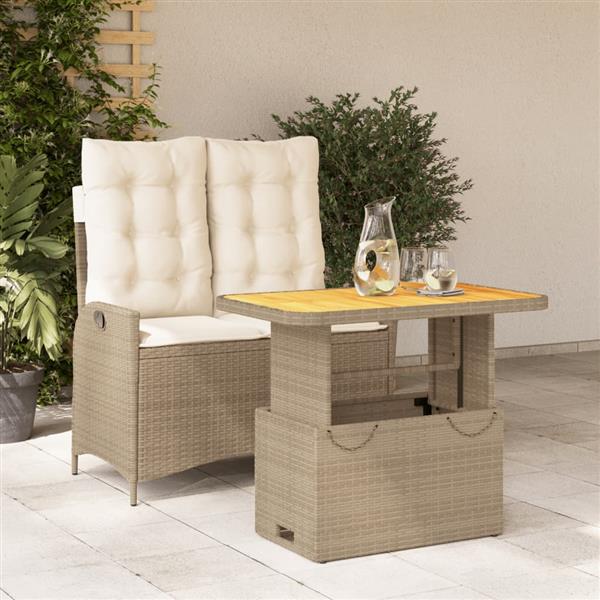 Grote foto vidaxl 2 delige tuinset met kussens poly rattan beige tuin en terras tuinmeubelen