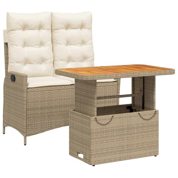 Grote foto vidaxl 2 delige tuinset met kussens poly rattan beige tuin en terras tuinmeubelen