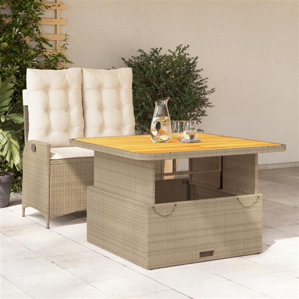 Grote foto vidaxl 2 delige tuinset met kussens poly rattan beige tuin en terras tuinmeubelen