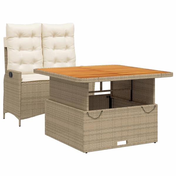 Grote foto vidaxl 2 delige tuinset met kussens poly rattan beige tuin en terras tuinmeubelen