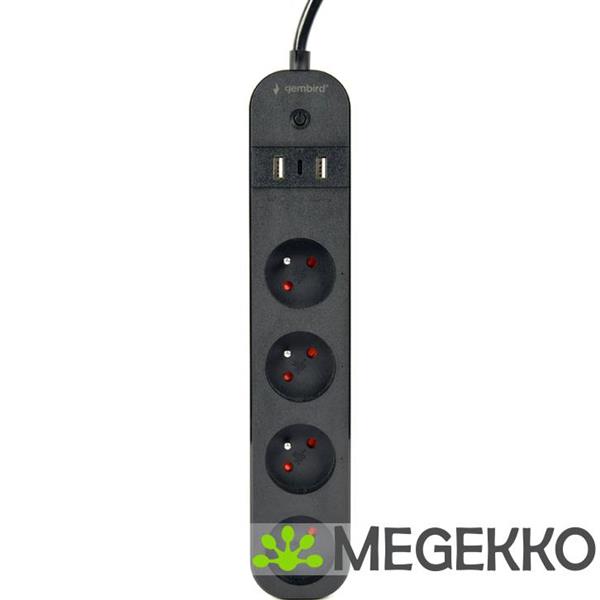 Grote foto gembird tsl ps f4u 01 smart stekkerdoos 4 ac uitgangen 1 5m 3680w zwart computers en software overige