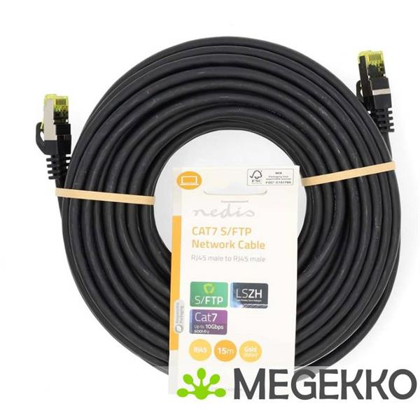 Grote foto cat7 netwerkkabel s ftp rj45 male rj45 male 15.0 m snagless rond lszh zwart label computers en software netwerkkaarten routers en switches