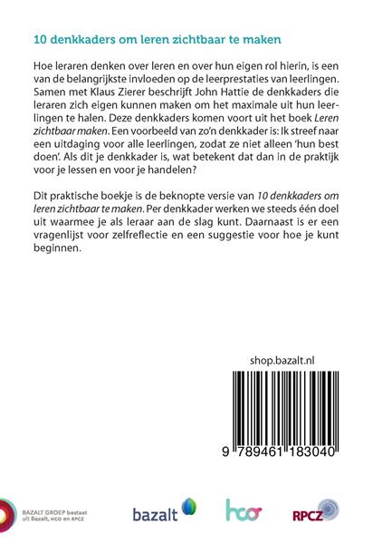 Grote foto 10 denkkaders om leren zichtbaar te maken beknopte uitgave beknopte uitgave boeken overige boeken