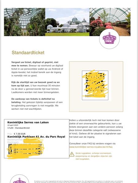 Grote foto 2x entree serres royales de laeken tickets en kaartjes overige