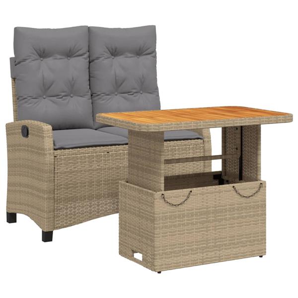 Grote foto vidaxl 2 delige tuinset met kussens poly rattan beige tuin en terras tuinmeubelen