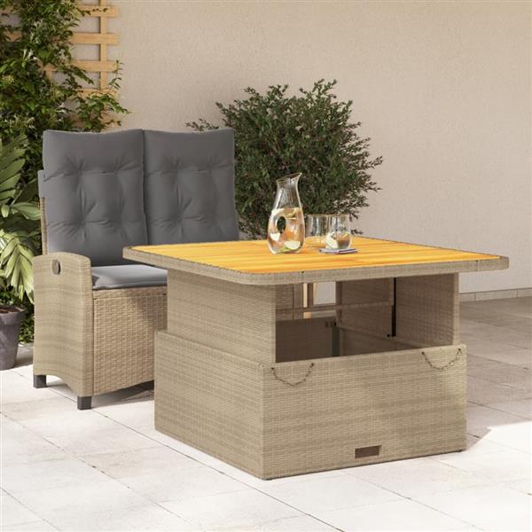 Grote foto vidaxl 2 delige tuinset met kussens poly rattan beige tuin en terras tuinmeubelen