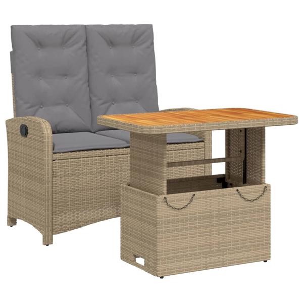 Grote foto vidaxl 2 delige tuinset met kussens poly rattan beige tuin en terras tuinmeubelen