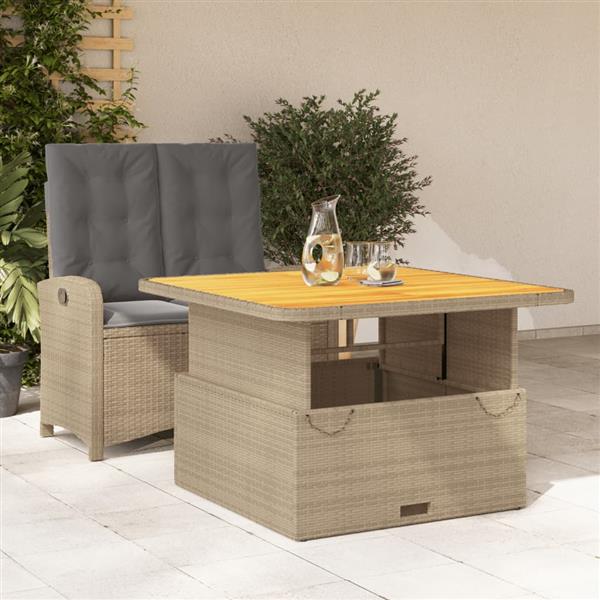 Grote foto vidaxl 2 delige tuinset met kussens poly rattan beige tuin en terras tuinmeubelen