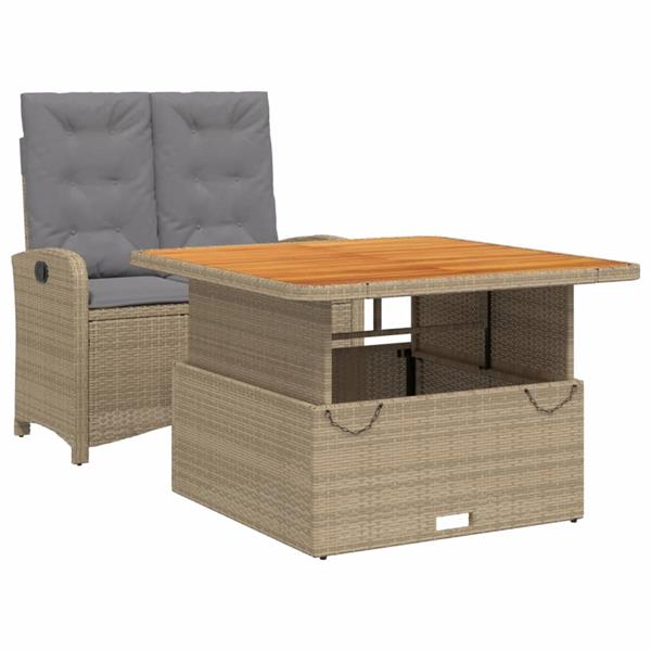 Grote foto vidaxl 2 delige tuinset met kussens poly rattan beige tuin en terras tuinmeubelen