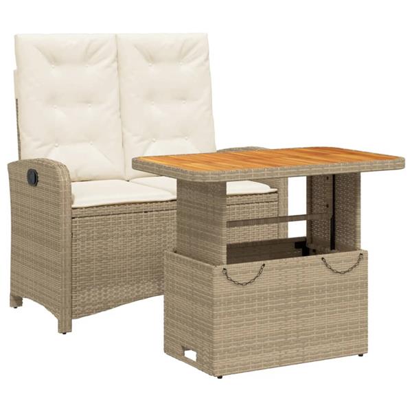 Grote foto vidaxl 2 delige tuinset met kussens poly rattan beige tuin en terras tuinmeubelen