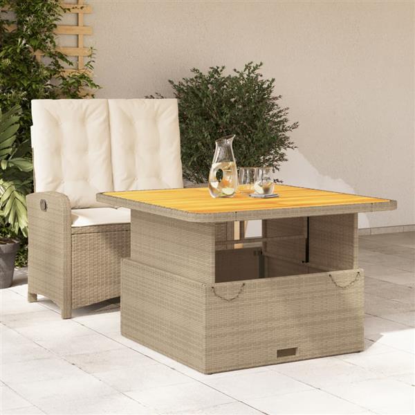 Grote foto vidaxl 2 delige tuinset met kussens poly rattan beige tuin en terras tuinmeubelen