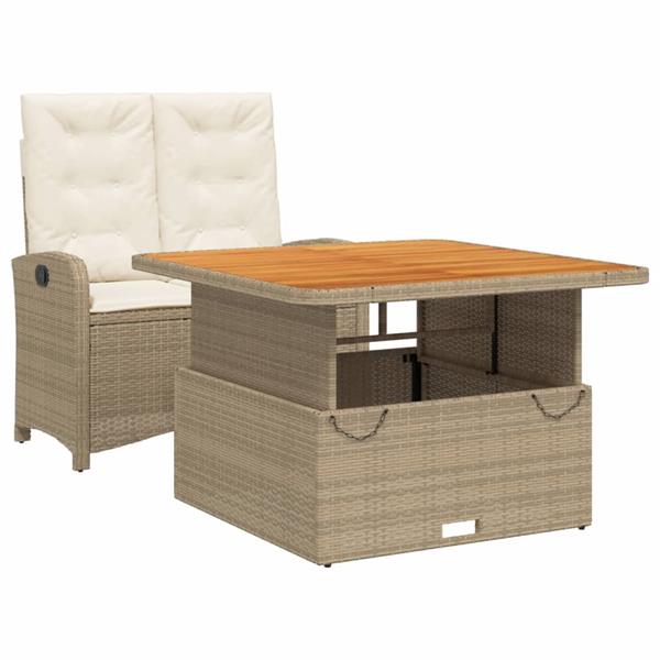 Grote foto vidaxl 2 delige tuinset met kussens poly rattan beige tuin en terras tuinmeubelen