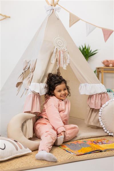 Grote foto set xxl tipi tent cute frills met accessoires xxl set tipi tent speelmat 4 kussens speelmand kinderen en baby overige