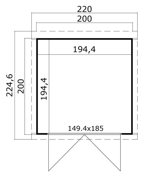 Grote foto blokhut sara 200x200 onbehandeld vuren tuin en terras tuinhuisjes en blokhutten