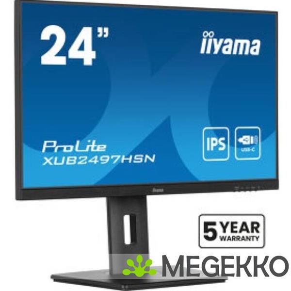 Grote foto iiyama prolite xub2497hsn b2 24 full hd 100hz usb c ips monitor computers en software overige computers en software