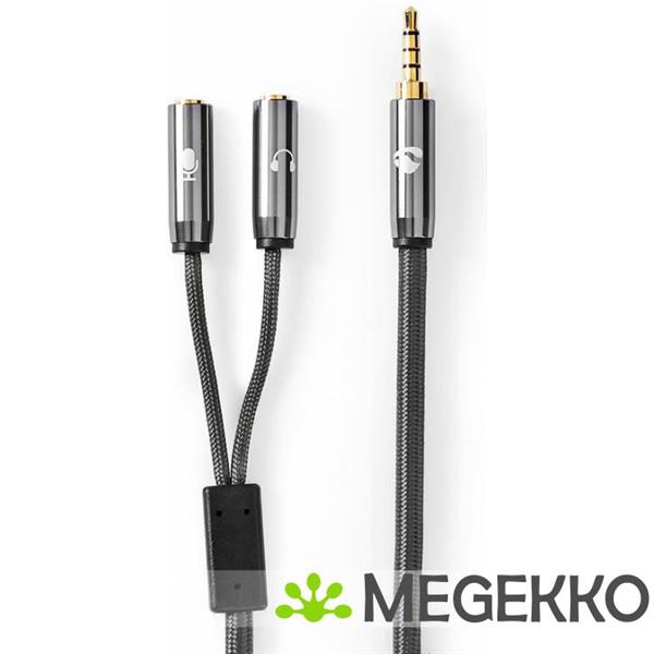 Grote foto stereo audiokabel 3 5 mm male 2x 3 5 mm female gun metal grey gevlochten kabel computers en software overige computers en software