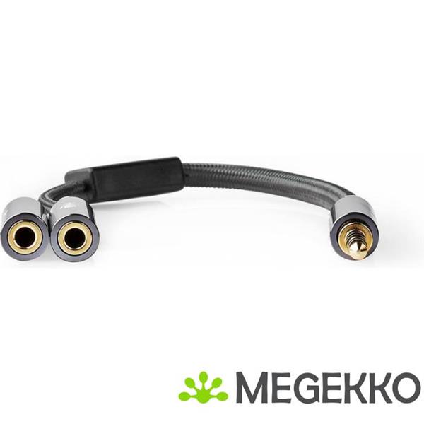 Grote foto stereo audiokabel 3 5 mm male 2x 3 5 mm female gun metal grey gevlochten kabel computers en software overige computers en software