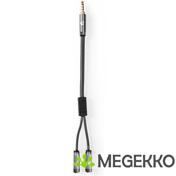 Grote foto stereo audiokabel 3 5 mm male 2x 3 5 mm female gun metal grey gevlochten kabel computers en software overige computers en software