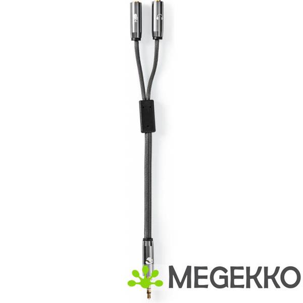 Grote foto stereo audiokabel 3 5 mm male 2x 3 5 mm female gun metal grey gevlochten kabel computers en software overige computers en software