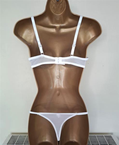 Grote foto roomwitte voorgevormde bh met doorzichtige string kleding dames ondergoed en lingerie
