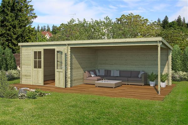 Grote foto blokhut met overkapping st. louis 681x292 vuren tuin en terras tuinhuisjes en blokhutten