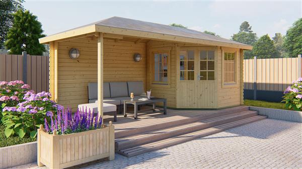 Grote foto blokhut tuinhuis niklas 28 mm vuren tuin en terras tuinhuisjes en blokhutten