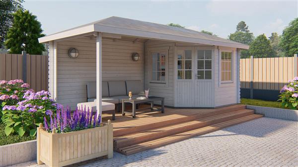 Grote foto blokhut tuinhuis niklas 28 mm vuren tuin en terras tuinhuisjes en blokhutten