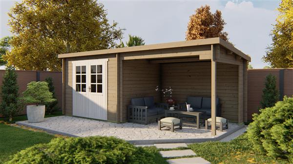 Grote foto blokhut tuinhuis freddy 28 mm vuren. tuin en terras tuinhuisjes en blokhutten