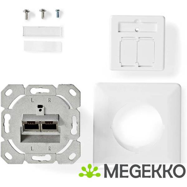 Grote foto netwerk wanddoos inbouw 2 poort en cat7 recht female goud verguld pvc ivoor doos computers en software netwerkkaarten routers en switches